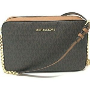 Michael Kors Jet Set Carmel and Brown Crossbody Bag